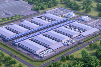 Aerial view of a hyperscale data center construction site in Johor Bahru.