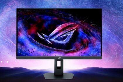 Asus ROG Strix XG27JCG 5K gaming monitor front view showing bezel-less design